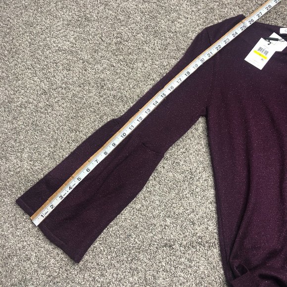 New Calvin Klein Sparkly Bell Sleeve Purple Long Sleeve Thin Sweater Size Medium - Picture 7 of 10